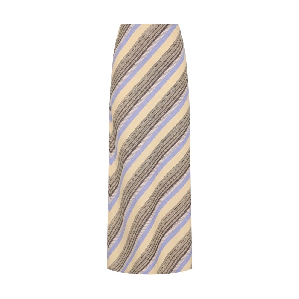 NWOT Faithfull the Brand Elisa Maxi Skirt in Marine Stripe Lilac Natural Tan - Picture 3 of 9